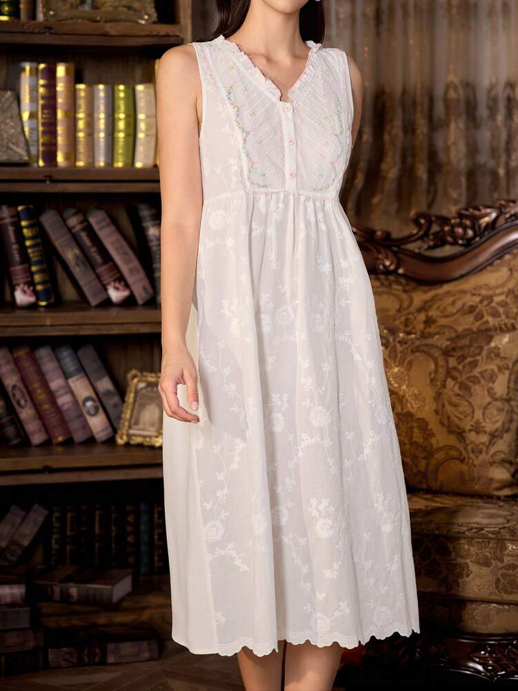 Women's 3pcs Pajama Set With Embroidered Floral Decor Camisole Nightgown And Robe Elegant Romantic Sleepwear Outfit Vacation Holiday